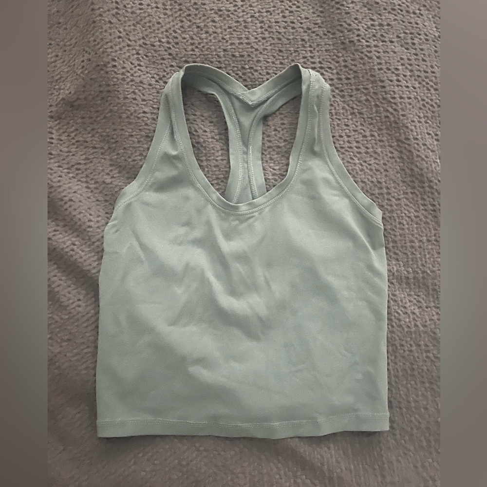 Teal racer back cropped workout top